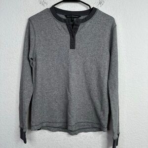 Pact Organic‎ Shirt Mens S Grey Organic Long Sleeve Waffle Knit Thermal Henley